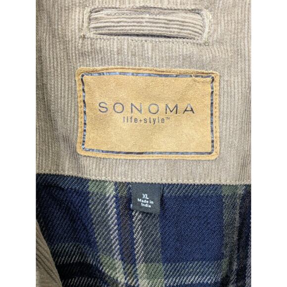 VTG Sonoma Chore Jacket Mens XL Denim Barn Coat Corduroy Collar Flannel Lined - Picture 4 of 13